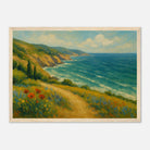 Wood frame A3 (29.7 x 42 cm) - “Coastal Wildflowers & Whispering Waves” | Ocean Cliff Landscape - Play By Print