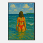 Black frame A1 (59.4 x 84.1 cm) - Back to the Horizon | Red Bikini Coastal Wall Art - Play By Print