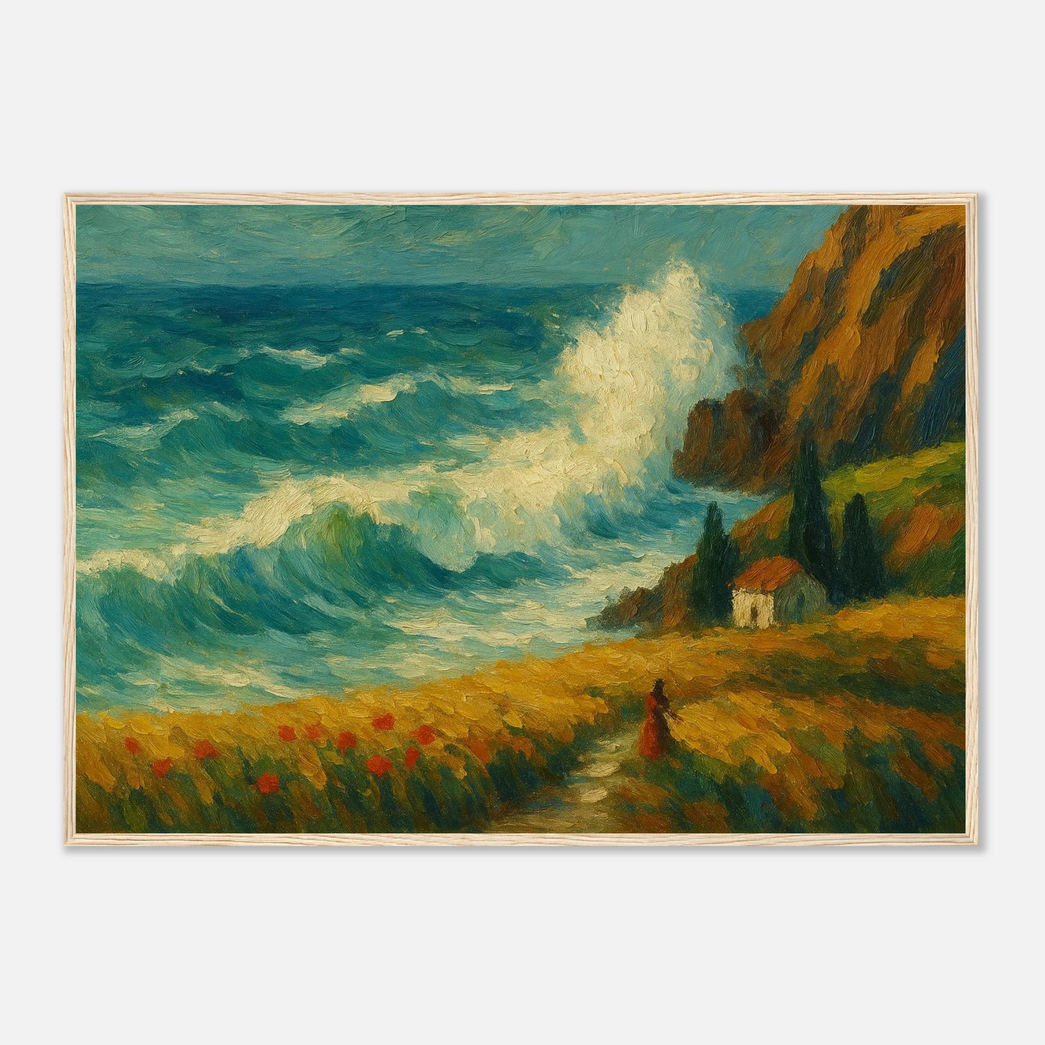 Wood frame A1 (59.4 x 84.1 cm) - “Wild Coast” | Dramatic Ocean Wave Painting - Play By Print