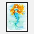 Black frame - Ocean Beauty – Mermaid Watercolour Art Print 🧜‍♀️🌊 - Play By Print