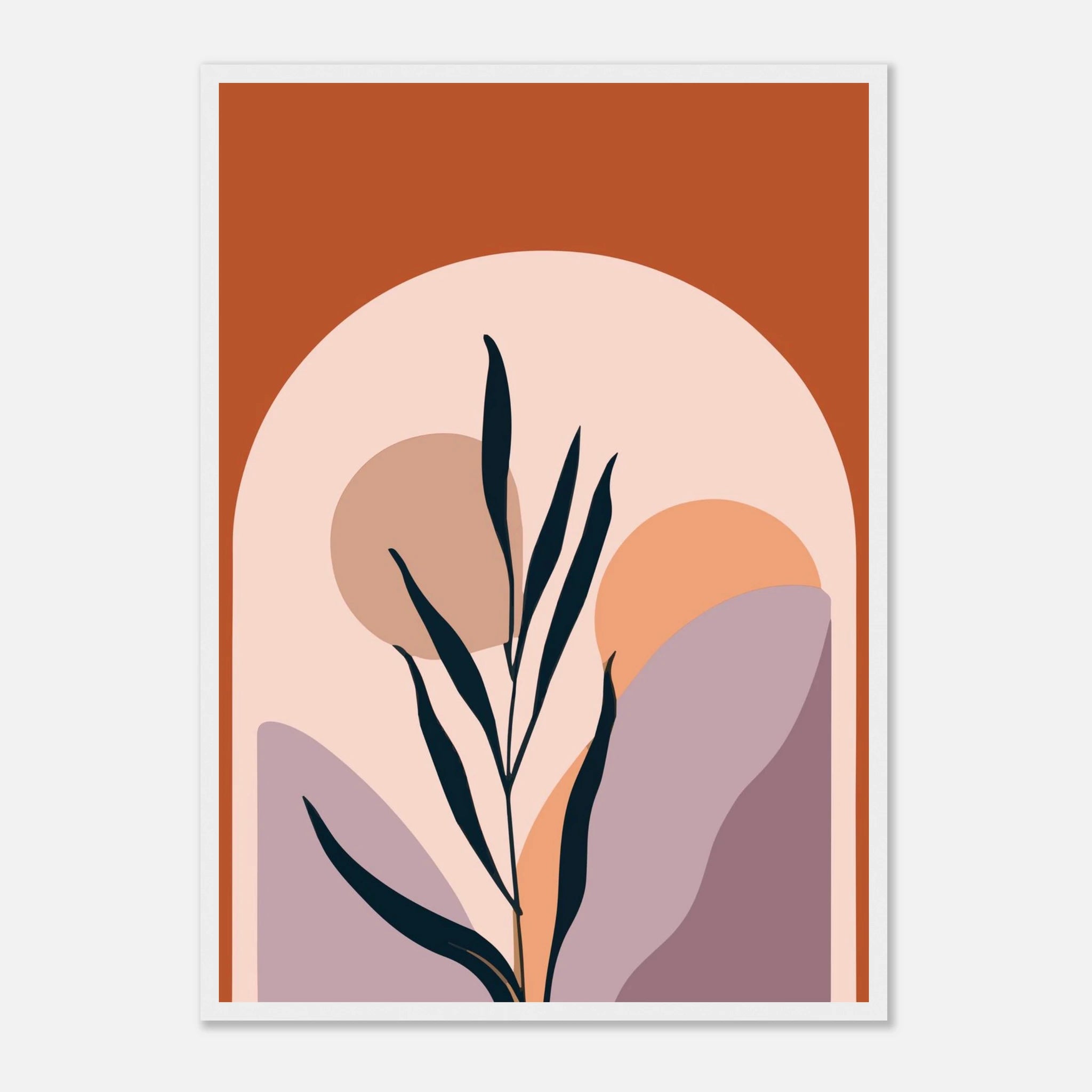 White frame A2 (42 x 59.4 cm) - Botanic Sunrise Modern Abstract Wall Art - Jerin