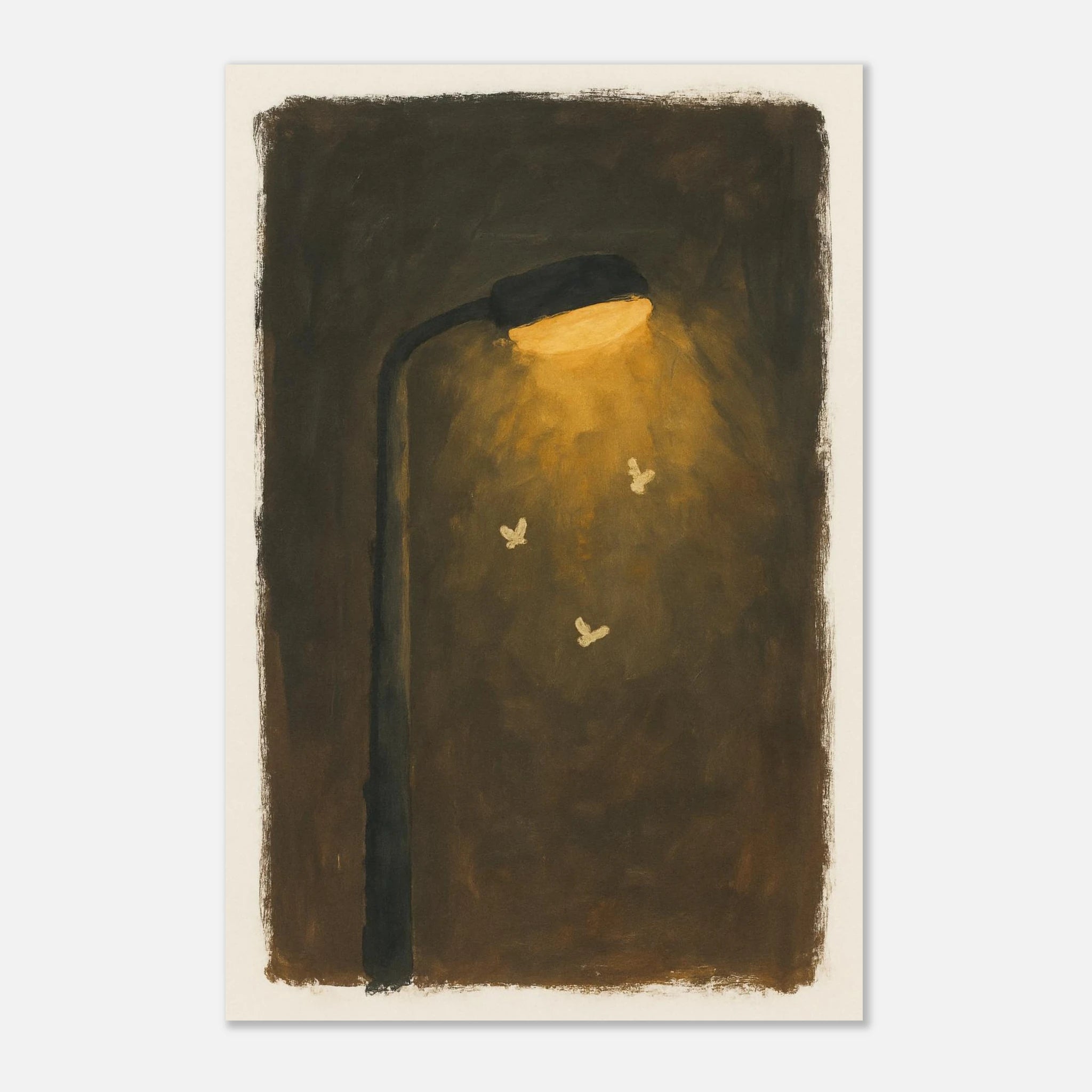 Unframed 60x90 cm 24x36″ - Moths at the Lamp – Gouache-Style Art Print - Play By Print
